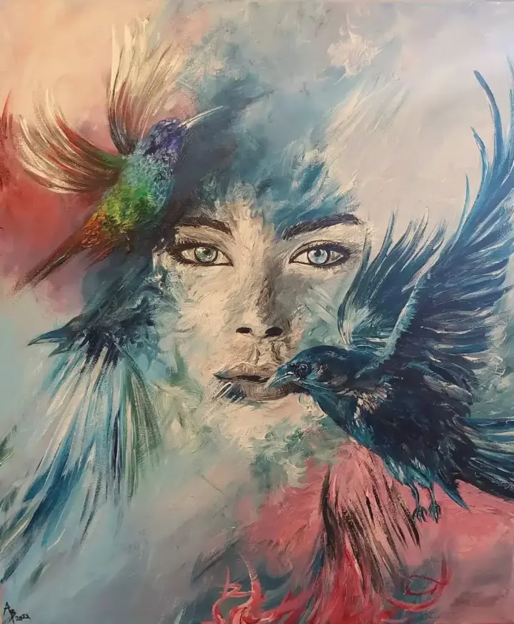 Destinée — peinture d’Alexandra Berthouzoz.