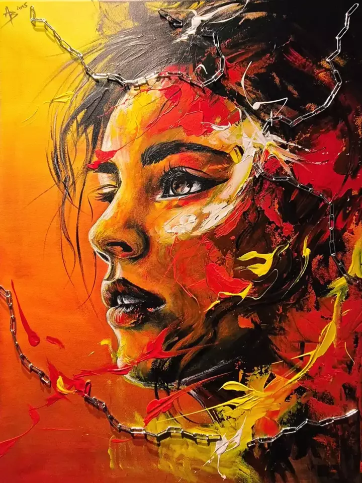 Femme Sauvage — peinture d’Alexandra Berthouzoz.