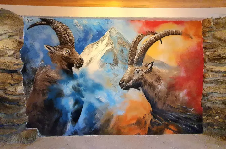 L'Esprit des Alpes — fresque d’Alexandra Berthouzoz.