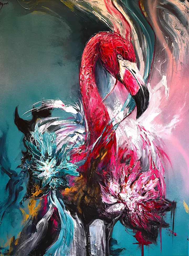 La Flamme de l'Équilibre — peinture d’Alexandra Berthouzoz.