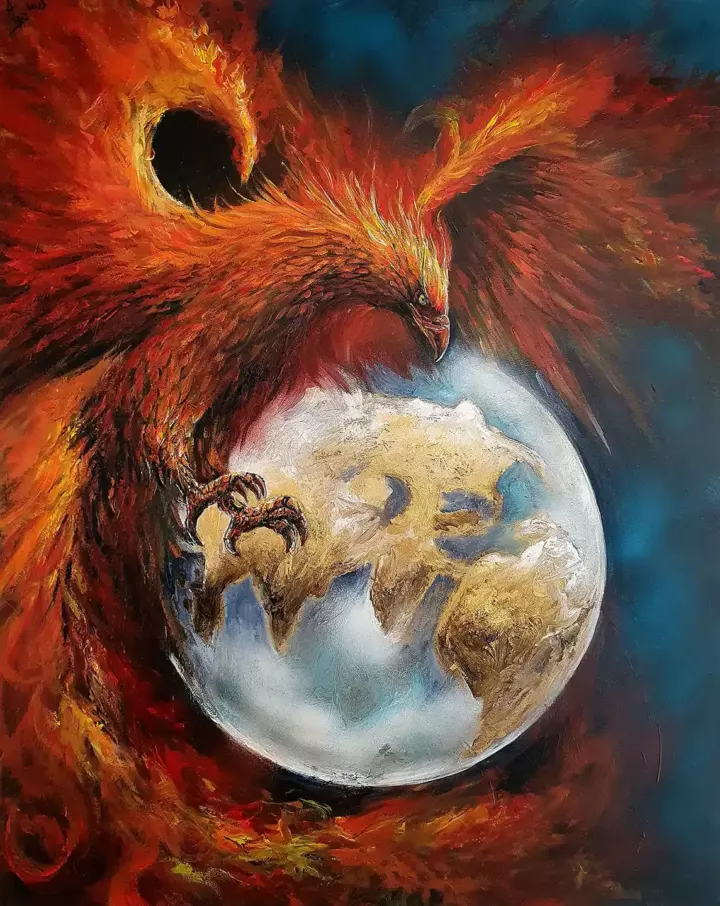 Le Guerrier de Lumière — peinture d’Alexandra Berthouzoz.